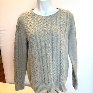 L.L. Bean Women's Light Gray Cable Knit Sweater